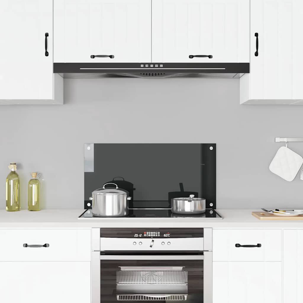 vidaXL Kitchen Backsplash Black 80 x 40 cm Tempered Glass