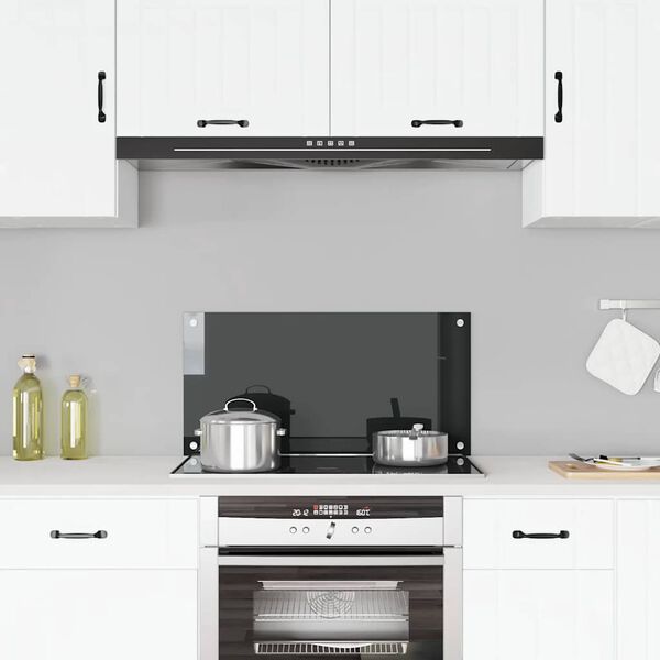 vidaXL Kitchen Backsplash Black 80 x 40 cm Tempered Glass