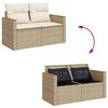 vidaXL Garden Sofa with Cushions 2-Seater Beige Poly Rattan