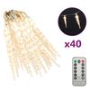 vidaXL Christmas Icicle Lights 40pcs Warm White Acrylic Remote Control