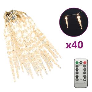 vidaXL Christmas Icicle Lights 40pcs Warm White Acrylic Remote Control
