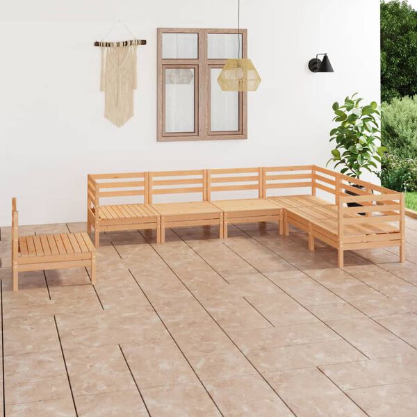 vidaXL 7 Piece Garden Lounge Set Solid Wood Pine