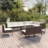 vidaXL 11 Piece Garden Lounge Set with Cushions Poly Rattan Brown