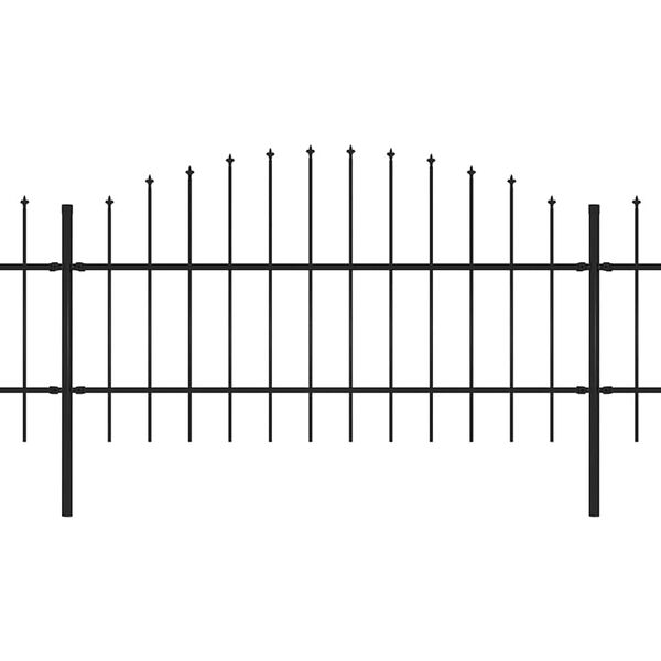 vidaXL Garden Fence with Spear Top Steel 1070x100 cm Black