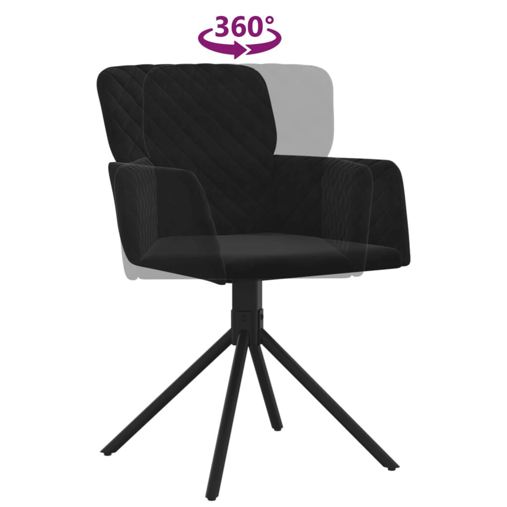 vidaXL Swivel Dining Chairs 2 pcs Black Velvet