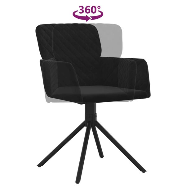 vidaXL Swivel Dining Chairs 2 pcs Black Velvet