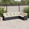 vidaXL 7 Piece Garden Sofa Set with Cushions Black Poly Rattan