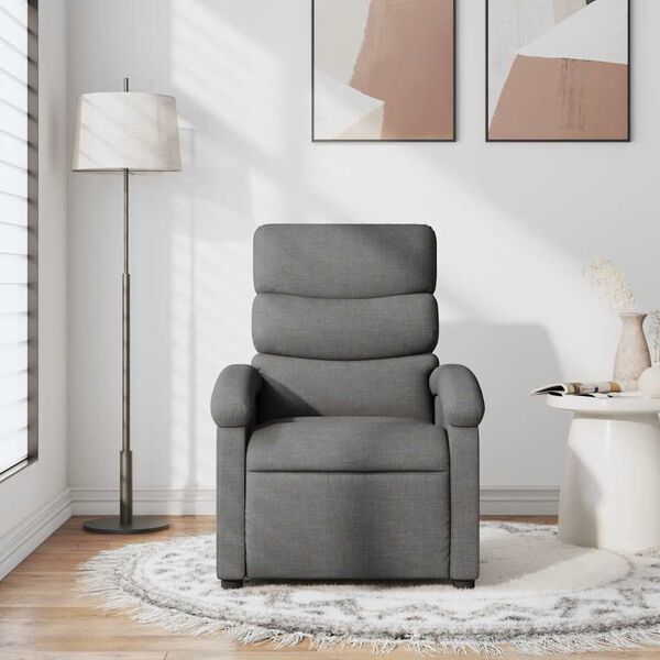 vidaXL Recliner Chair Dark Grey Fabric