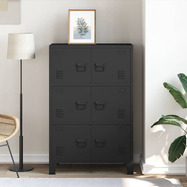 vidaXL Industrial Storage Chest Black 75x40x115 cm Metal