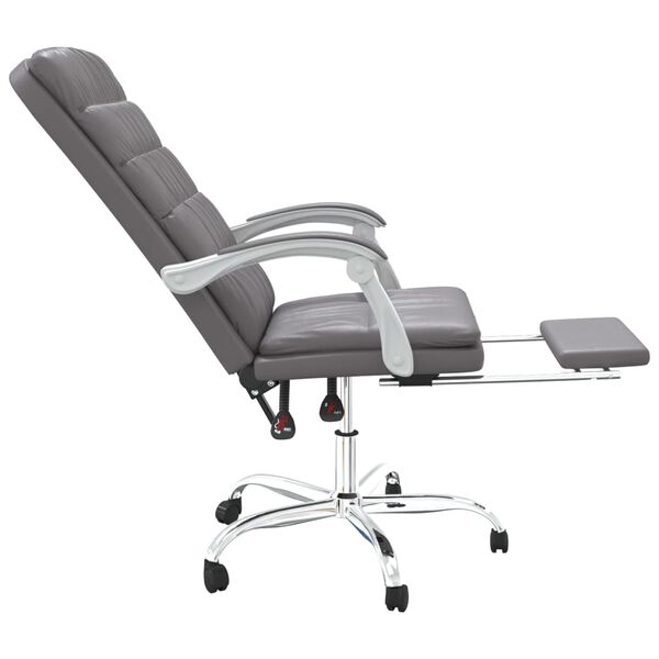 vidaXL Reclining Office Chair Grey Faux Leather