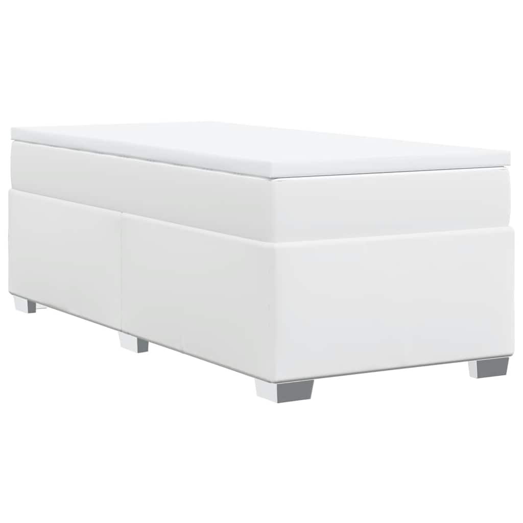 vidaXL Box Spring Bed with Mattress White Twin XL Faux Leather