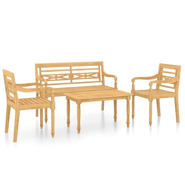 vidaXL 4 Piece Garden Lounge Set Solid Teak Wood
