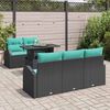 vidaXL Garden Sofa Set with Cushion Manual 6 pcs Black Poly Rattan