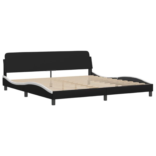 vidaXL Bed Frame "Dover" Black and White 193x203 cm Faux Leather