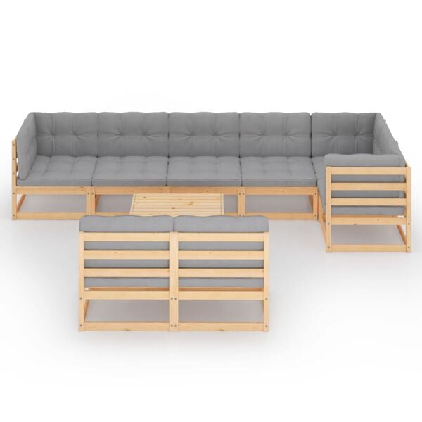 vidaXL 9 Piece Garden Lounge Set with Cushions Solid Pinewood