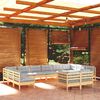 vidaXL 12 Piece Garden Lounge Set with Grey Cushions Solid Pinewood