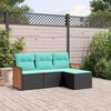 vidaXL 4 Piece Garden Sofa Set with Cushions Black Poly Rattan