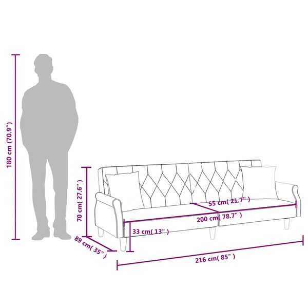 vidaXL Sofa Bed with Armrests Dark Grey Velvet
