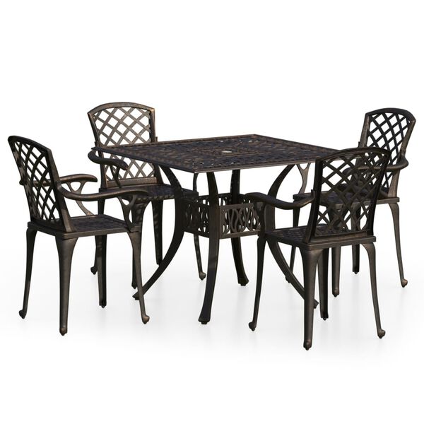 vidaXL 5 Piece Bistro Set Cast Aluminium Bronze