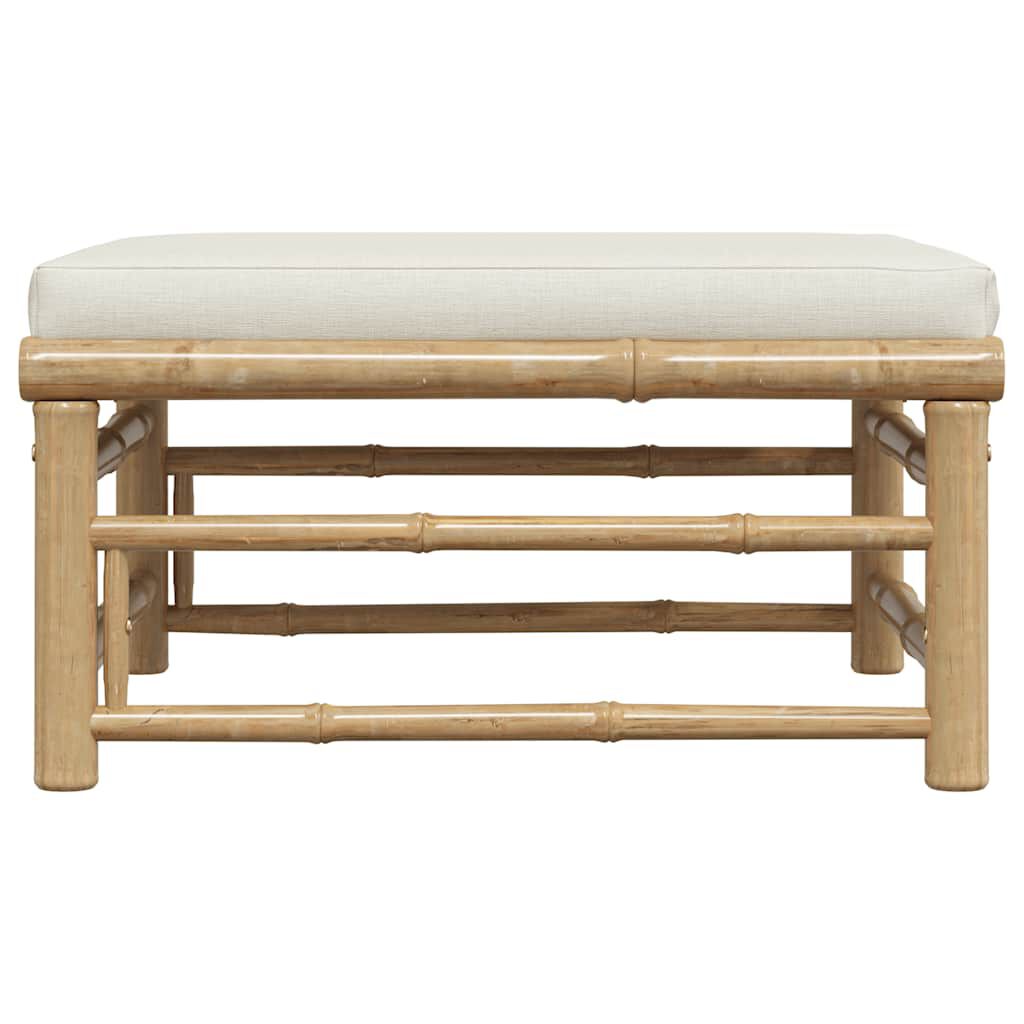 vidaXL Garden Footrest with Cream White Cushion Bamboo