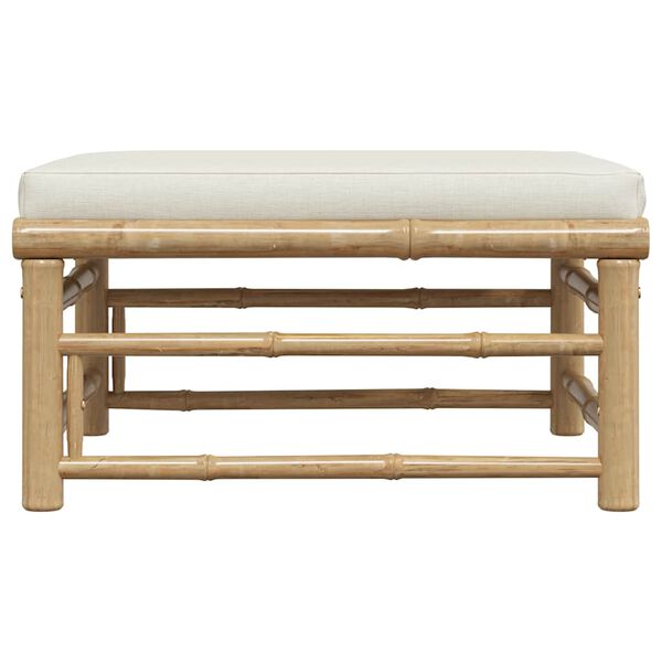 vidaXL Garden Footrest with Cream White Cushion Bamboo