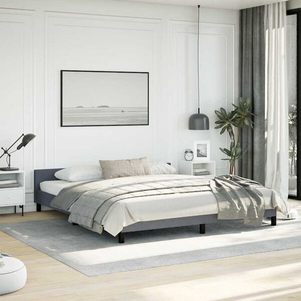 vidaXL Bed Frame without Mattress Dark Grey 183x213 cm Velvet