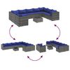 vidaXL 10 Piece Garden Sofa Set with Cushions Grey Poly Rattan