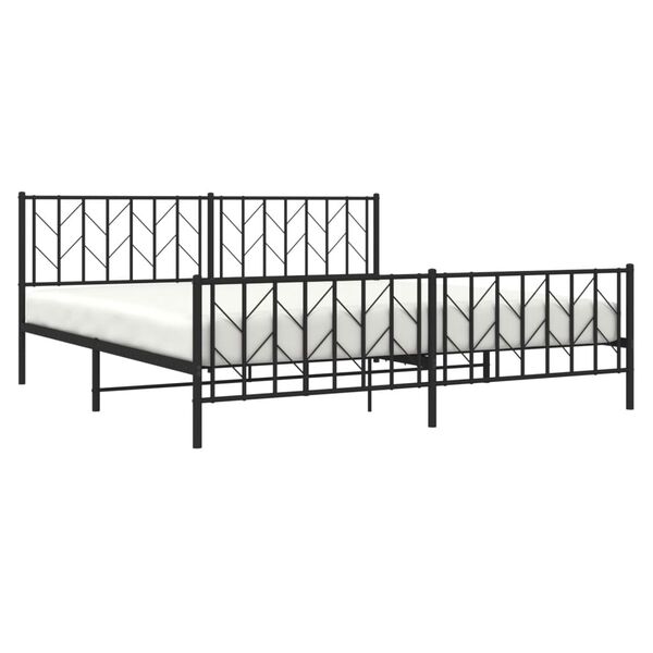 vidaXL Metal Bed Frame without Mattress with Footboard Black 193x203cm