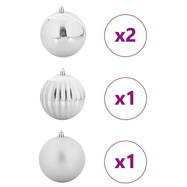 vidaXL Christmas Bauble Set 4 pcs Silver Plastic