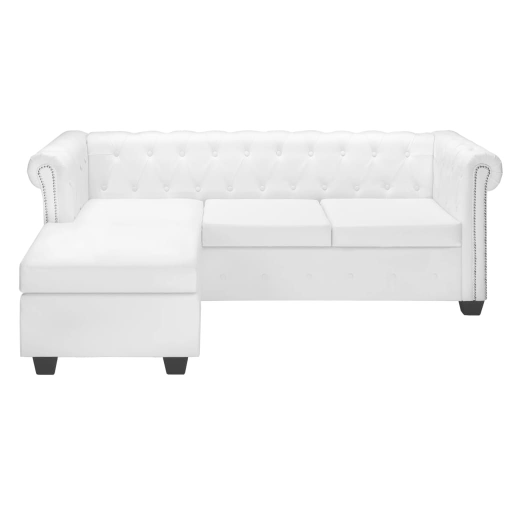 vidaXL L-shaped Chesterfield Sofa Artificial Leather White