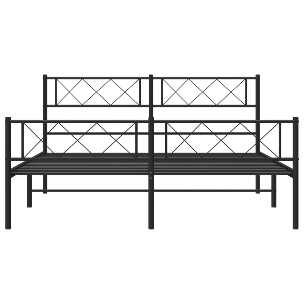 vidaXL Metal Bed Frame without Mattress with Footboard Black 150x200cm