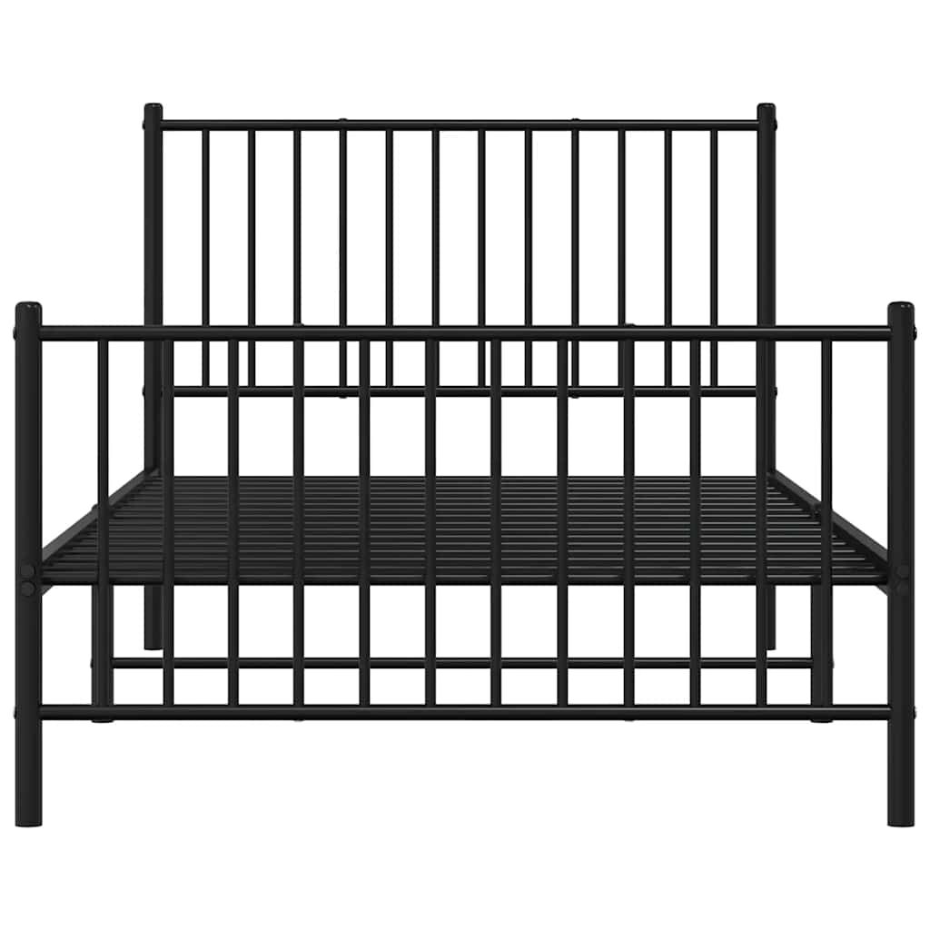vidaXL Metal Bed Frame without Mattress with Footboard Black 100x190cm