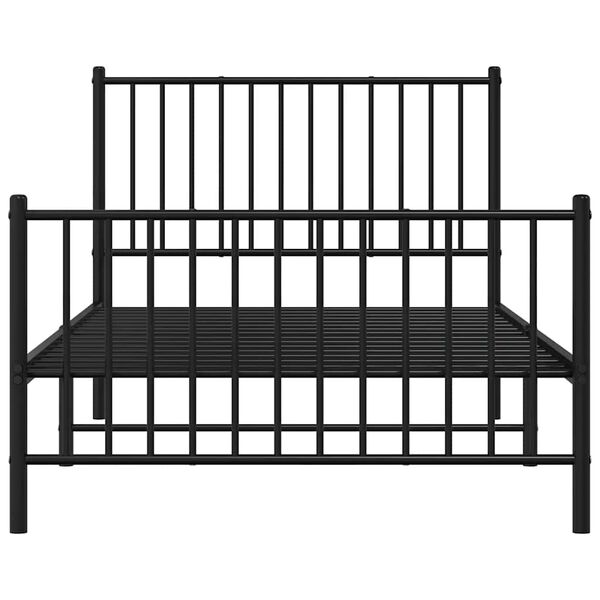 vidaXL Metal Bed Frame without Mattress with Footboard Black 100x190cm