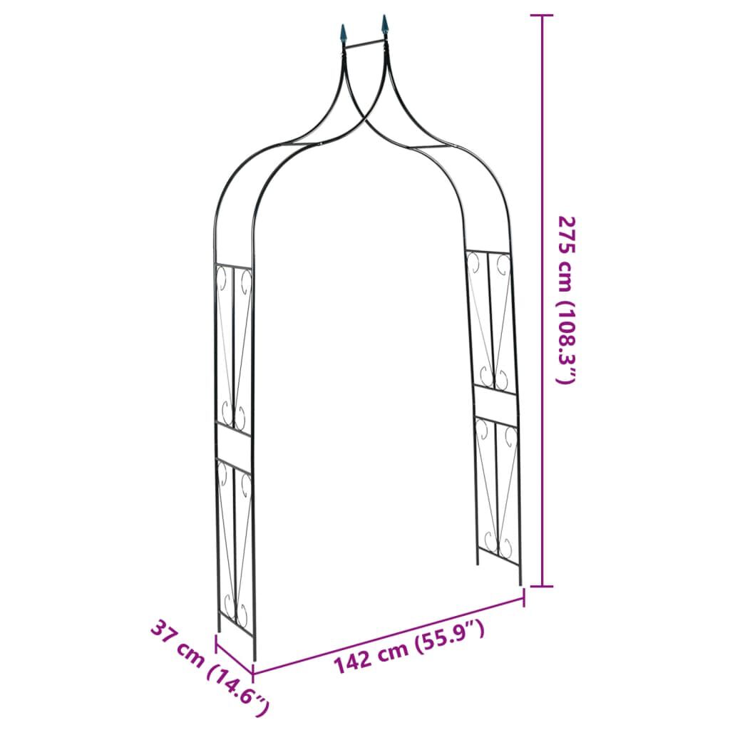 vidaXL Garden Arch Dark Green 120x38x258 cm Iron