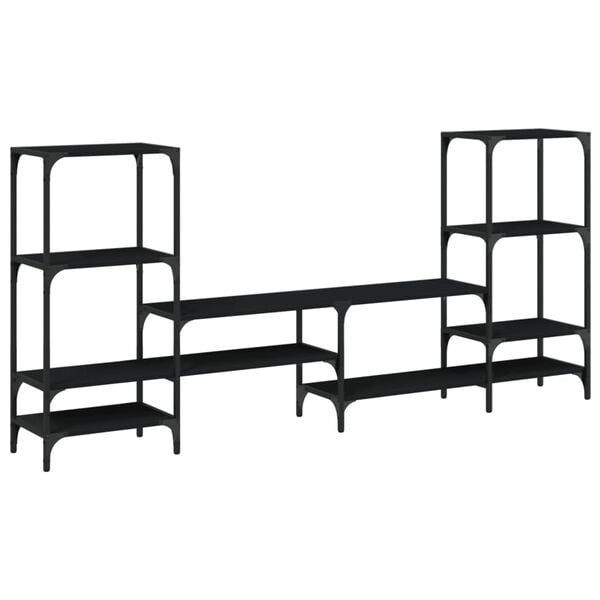 vidaXL TV Cabinet Black 206.5x28.5x95 cm Engineered Wood