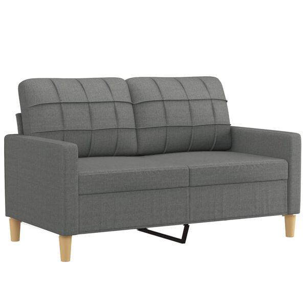 vidaXL 2 Piece Sofa Set with Cushions Dark Grey Fabric
