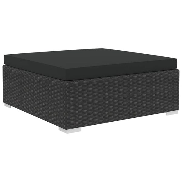 vidaXL 8 Piece Garden Lounge Set with Cushions Poly Rattan Black