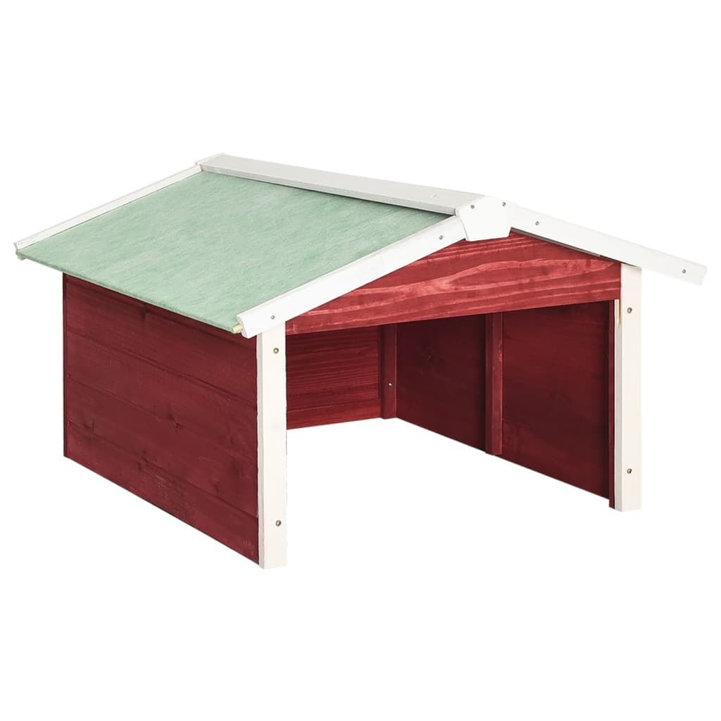 vidaXL Robotic Lawn Mower Garage 72x87x50 cm Red and White Firwood