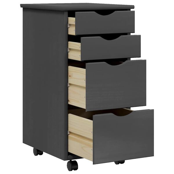 vidaXL Rolling Cabinet with Drawers MOSS Grey Solid Wood Pine