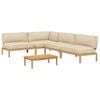 vidaXL Sofa Set with Cushion Plain 5 pcs Beige Solid Acacia Wood