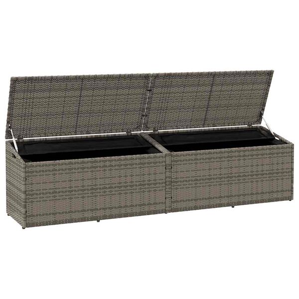 vidaXL Garden Storage Box Grey 220x50x58 cm Poly Rattan