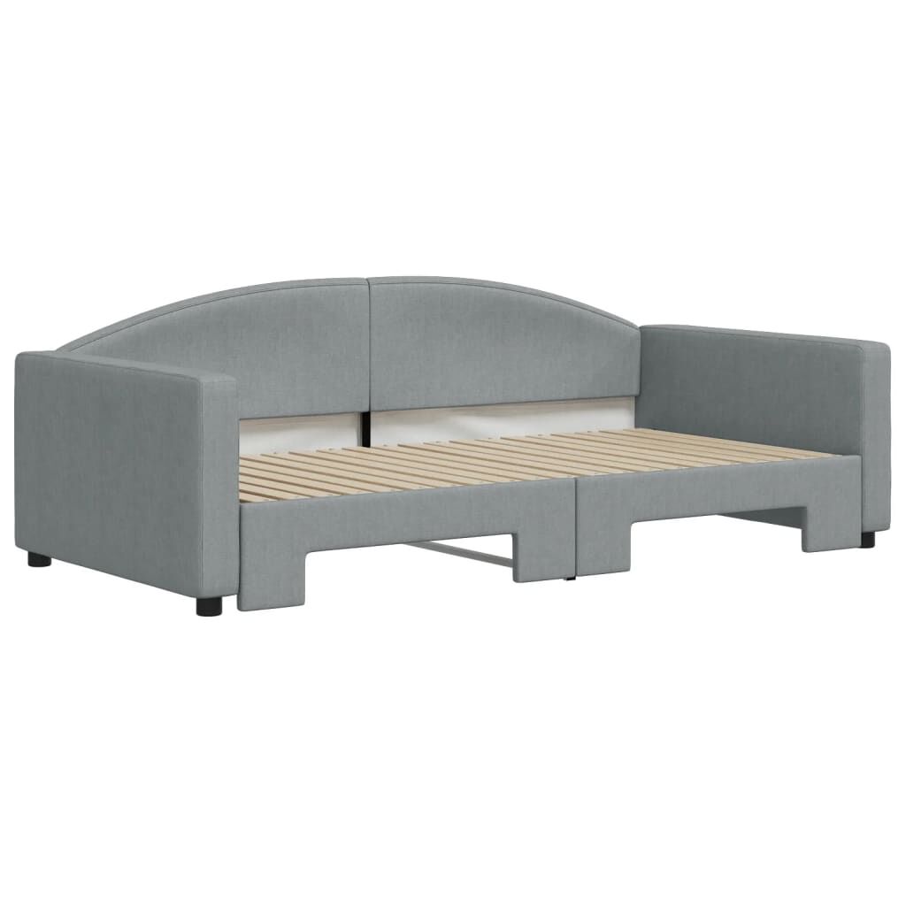 vidaXL Daybed with Trundle without Mattress Light Grey 100x190 cm