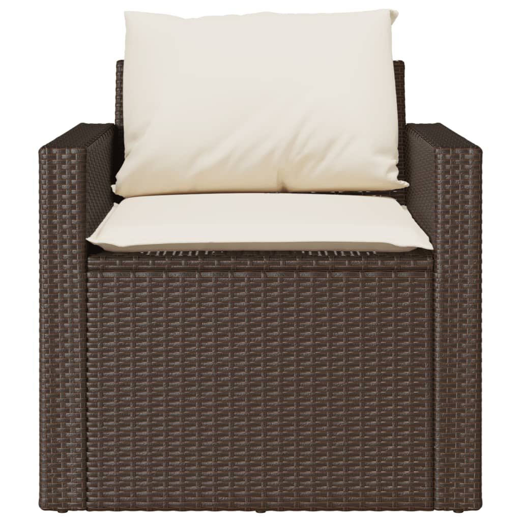 vidaXL 4 Piece Garden Sofa Set with Cushions Brown Poly Rattan