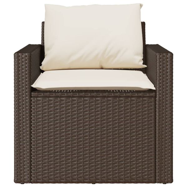 vidaXL 4 Piece Garden Sofa Set with Cushions Brown Poly Rattan