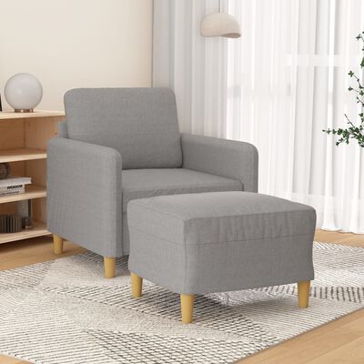 vidaXL Sofa Chair with Footstool Light Grey 60 cm Fabric