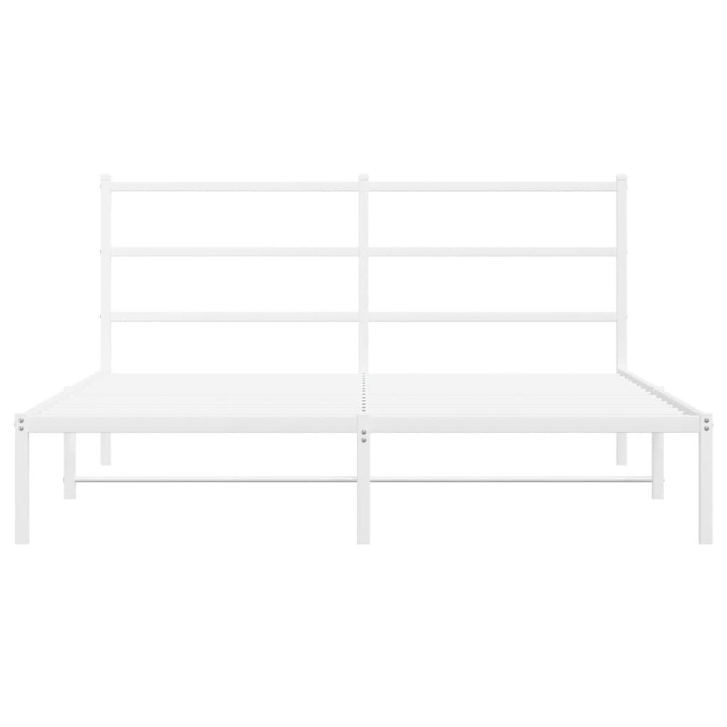 vidaXL Metal Bed Frame without Mattress with Headboard White 150x200cm