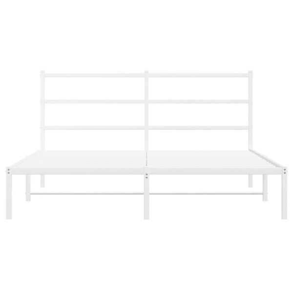 vidaXL Metal Bed Frame without Mattress with Headboard White 150x200cm