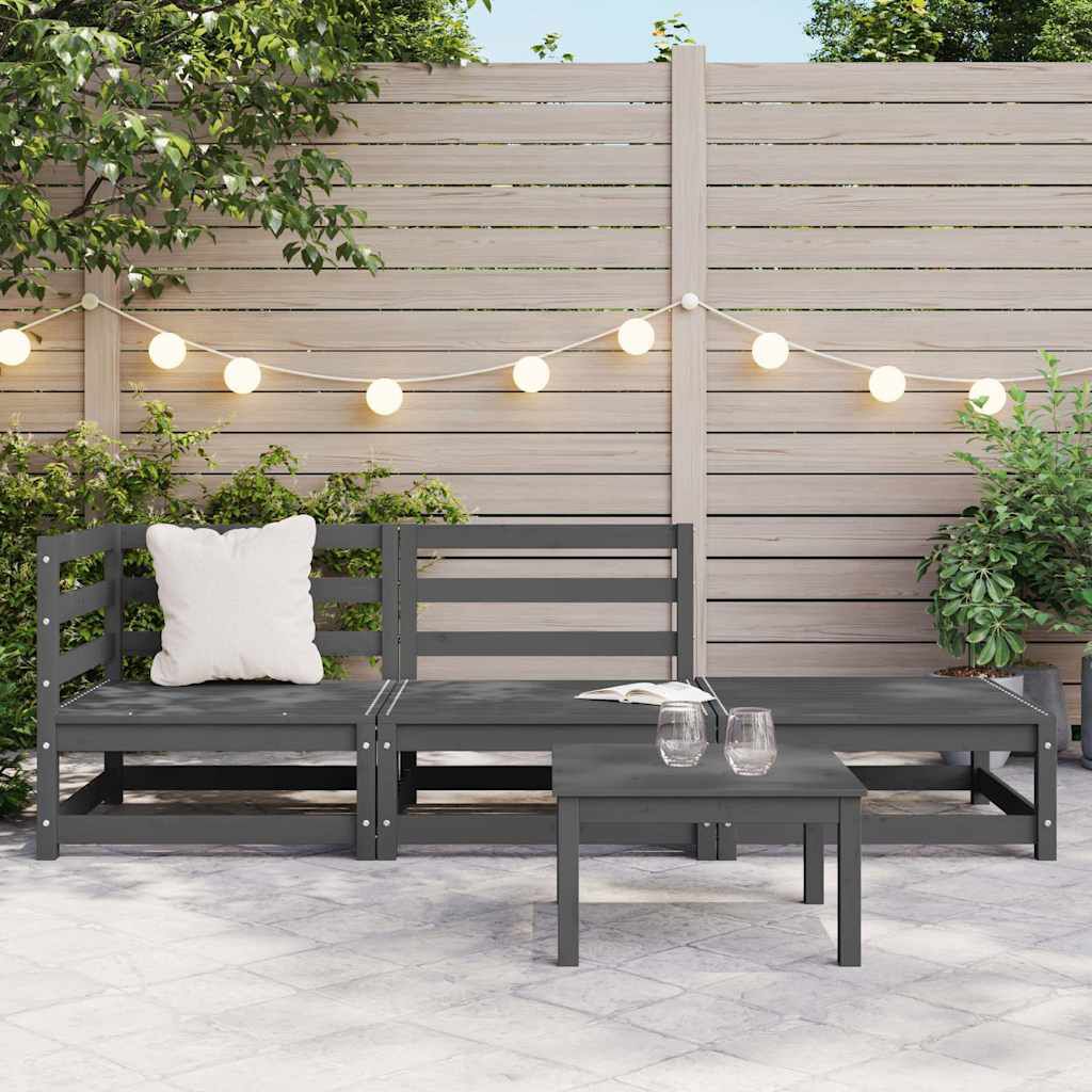 vidaXL 3 Piece Garden Lounge Set Grey Solid Pinewood