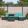 vidaXL Garden Sofa Set with Storage 6 pcs Black Poly rattan