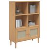 vidaXL Bookcase SENJA Rattan Look Brown 90x35x130 cm Solid Wood Pine